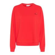 Saint Tropez Flame Scarlet Broderad Sweatshirt Red, Dam