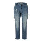 MAC Grön Destroyed Tvätt Slim-Fit Jeans Blue, Dam