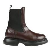 Ganni Patent Chelsea Boot för vardagsstil Brown, Dam