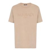 Balmain Lös T-shirt med vintage broderi Beige, Herr