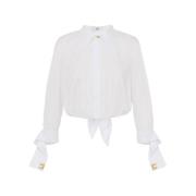 Elisabetta Franchi Vit Poplin Skjorta med Dubbel Krage White, Dam