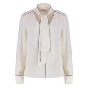 Elisabetta Franchi V-ringad Crêpe Blus med Framknut White, Dam