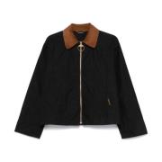 Barbour Svart Jacka med Dragkedja Logo Broderad Black, Dam