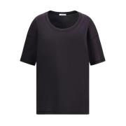 Lemaire Monokrom Mönstrad Bomull Crew Neck T-shirt Black, Dam