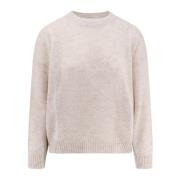 Brunello Cucinelli Lurex Effekt Crew-neck Sweater Beige, Dam