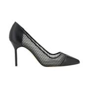 Manolo Blahnik Eleganta Läderpumps med Meshdetaljer Black, Dam