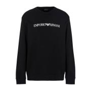 Emporio Armani Logo Sweatshirt, Rund Hals, Kontrast Brand Black, Herr