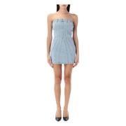 Mugler Denim Bustier Mini Klänning Blue, Dam