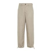 Brunello Cucinelli Beige Byxor Knappgylf Fickor Bältesögglor Beige, He...