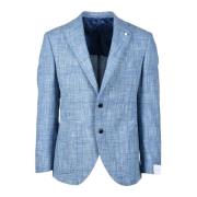 Luigi Bianchi Mantova Elegant Ull Silke Blazer Blue, Herr