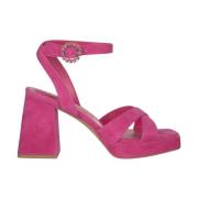 ALMA EN PENA Korsad Rem Blockklack Sandal Pink, Dam