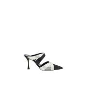 Manolo Blahnik Förlängd Tå Satin Pumps med Mesh Black, Dam