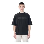 Jacquemus Logotyp Mönster Bomull T-shirt Brown, Herr