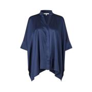 Dea Kudibal Sidens oversized blus med V-ringad Blue, Dam