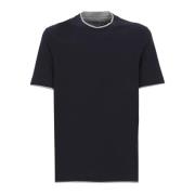 Brunello Cucinelli Silke och bomull T-shirt - Regular Fit Blue, Herr