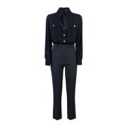 Elisabetta Franchi Svart Avtagbar Skjorta Jumpsuit Black, Dam