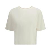 Lisa Yang Räfflad Crew Neck Bomull T-shirt White, Dam