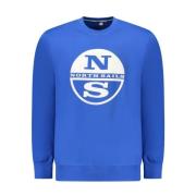 North Sails Blå Bomull Crewneck Sweater med Ribbed Blue, Herr