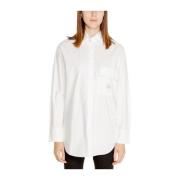 Calvin Klein Jeans Avslappnad Poplin Skjorta Långärmad White, Dam