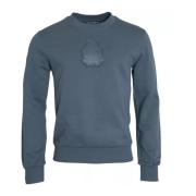 Dolce & Gabbana Blå Bomull Logo Crew Neck Tröja Blue, Herr