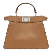 Fendi Ikonisk Twist Lock Läder Väska Brown, Dam