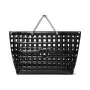 Tory Burch Ella Croc Embossed Market Tote Black, Dam