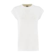 PINKO Crew-neck Bomull T-shirt med Lover Print White, Dam