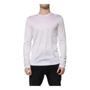 Dolce & Gabbana Vit Silke Crew Neck Tröja White, Herr