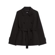 Max Mara Elegant Trenchcoat med Breda Revers Black, Dam