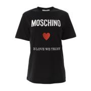 Moschino Ekologisk Bomull Kärlek Tillit T-shirt Black, Dam