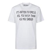 Moschino Tryckt Slogan T-shirt White, Herr