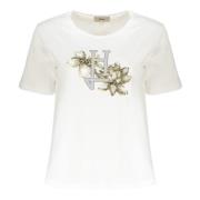 Herno T-shirt med logotryck i bomull med rund hals White, Dam