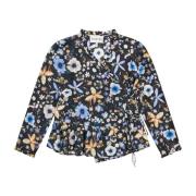 Munthe Blommig omlottblus med peplumsnitt Multicolor, Dam