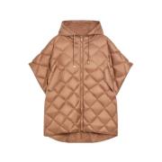 Max Mara Kort Pufferjacka med Huva Brown, Dam