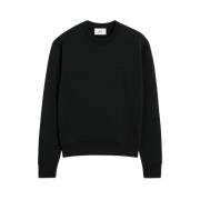 Ami Paris Svartmelerad Sweatshirt i Loopback-bomullsfleece Black, Herr