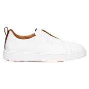 Santoni Victory Slip-On Sneakers i tumlat läder White, Herr