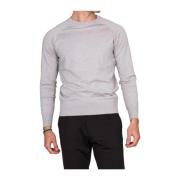 People of Shibuya Grå Crewneck Sweater med Ribbad Krage Gray, Herr