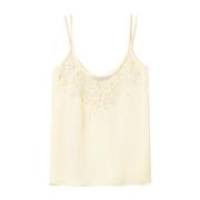 Twinset Broderad Spetstopp White, Dam