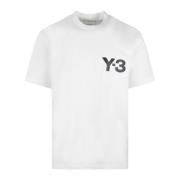 Y-3 Logo Grafisk Oversized Bomull T-shirt White, Herr