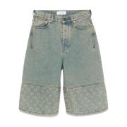 Marine Serre Beige Shorts med knappgylf Blue, Herr