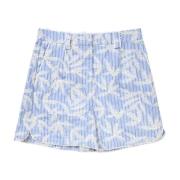 Munthe Randiga bomullsshorts med elegant broderi Blue, Dam