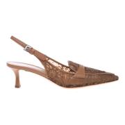 Baldinini Petal Läder Mesh Slingback Beige, Dam