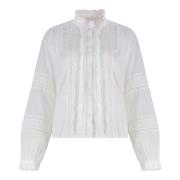 Isabel Marant Étoile Rynkad Bomullsblus Elastiska Manschetter White, D...