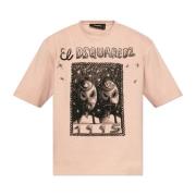 Dsquared2 T-shirt med broderat mönster Pink, Herr