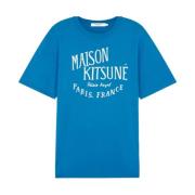 Maison Kitsuné Stilren T-shirt för män Blue, Herr