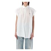 Ralph Lauren Linen Popover Shirt White, Dam