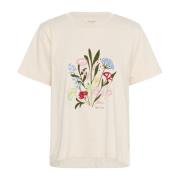 Part Two Blomtryck T-shirt Whitecap Multi Beige, Dam