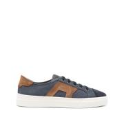 Santoni Blå Logotyp Sneakers med Mockadetaljer Blue, Herr