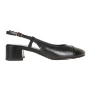 Tory Burch Svarta Läder Slingback Pumps Black, Dam