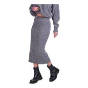 4Giveness Stickad Maxi Kjol Fw25 Kollektion Gray, Dam